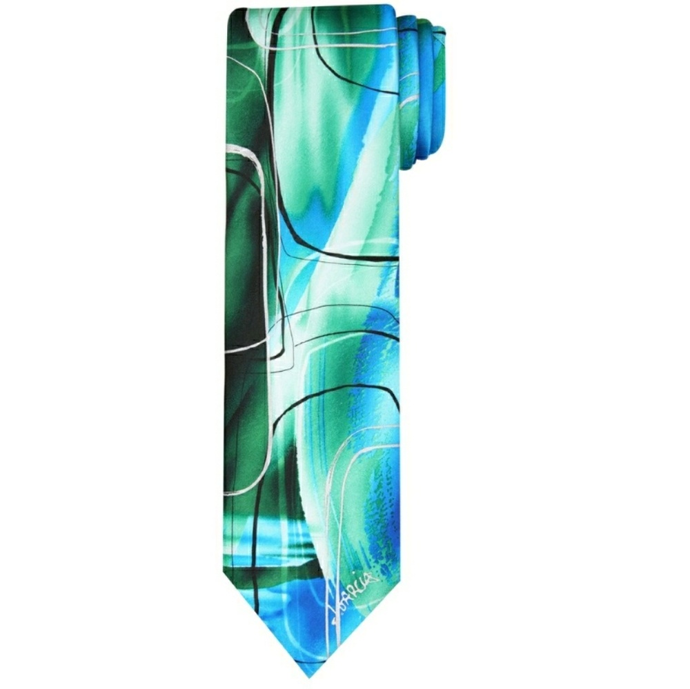 Jerry Garcia Patterned Silk Tie - Aqua Modern